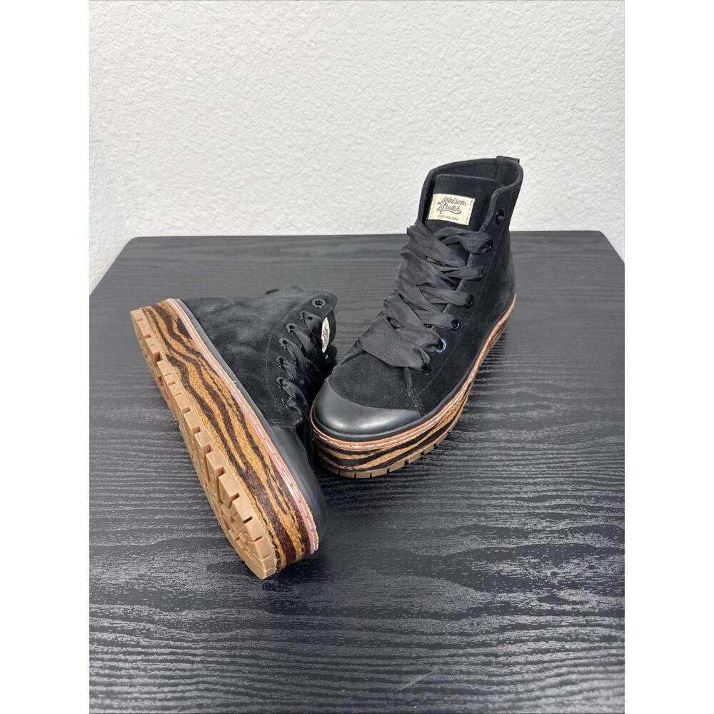 Scotch & Soda Maison Lea Suede Black High Top Sneakers EU 39 US 8 Women